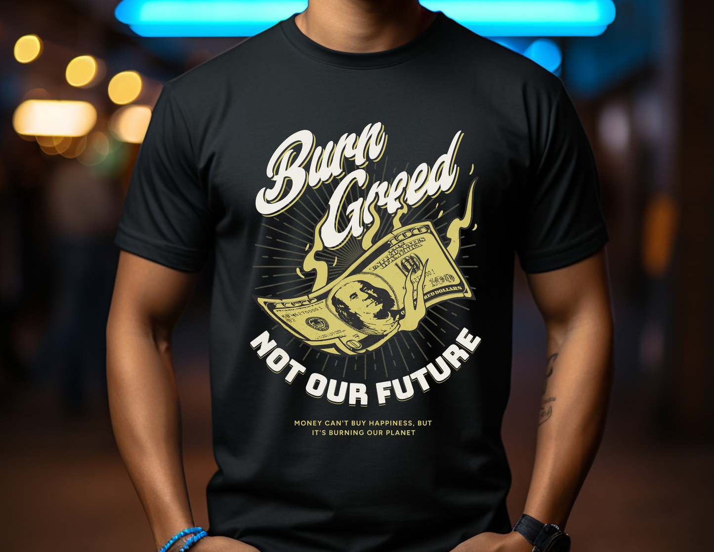 Burn Greed, Not Our Future Graphic Tee