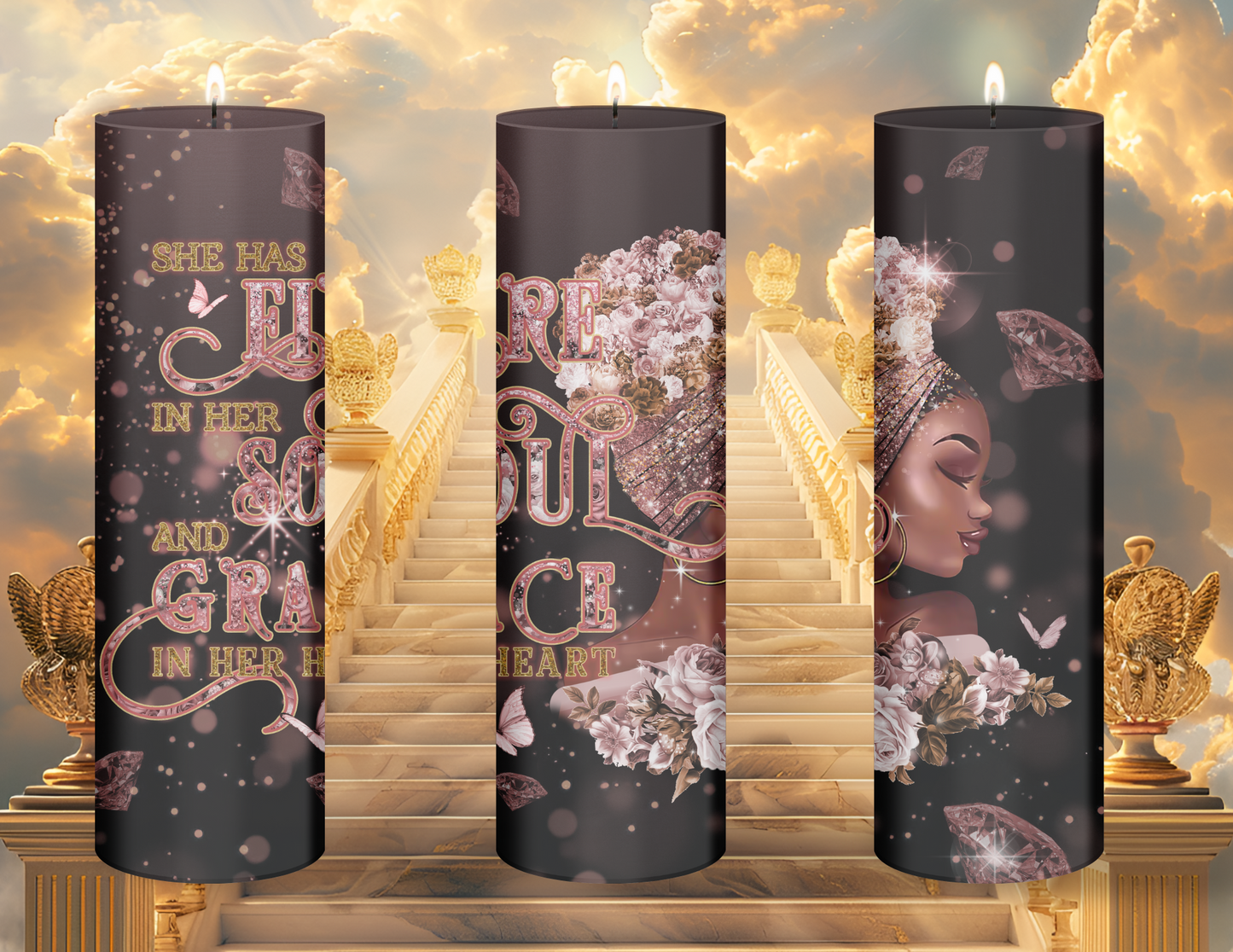 She Has Fire in Her Soul and Grace in Her Heart Prayer Candle